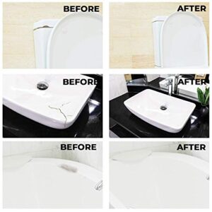 White Tub Repair Kit White for Acrylic, Porcelain, Enamel & Fiberglass Tub Repair Kit for Sink, Shower & Countertop - Bathtub Refinishing Kit for Cracked Bathtub Scratches - Shower Bases & Pans