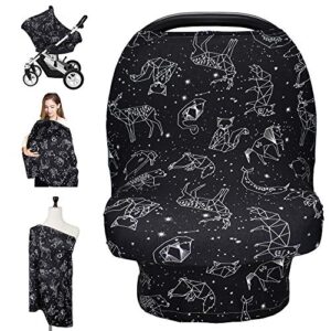 Nursing Cover Carseat Canopy, Rquite Car Seat Covers for Babies Mom Breastfeeding Scarf Infant Multi-Use Cover Ups for Baby Stroller & Shopping Cart & Feeding High Chair -Large Size for Girl Boy