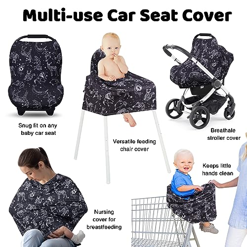 Nursing Cover Carseat Canopy, Rquite Car Seat Covers for Babies Mom Breastfeeding Scarf Infant Multi-Use Cover Ups for Baby Stroller & Shopping Cart & Feeding High Chair -Large Size for Girl Boy