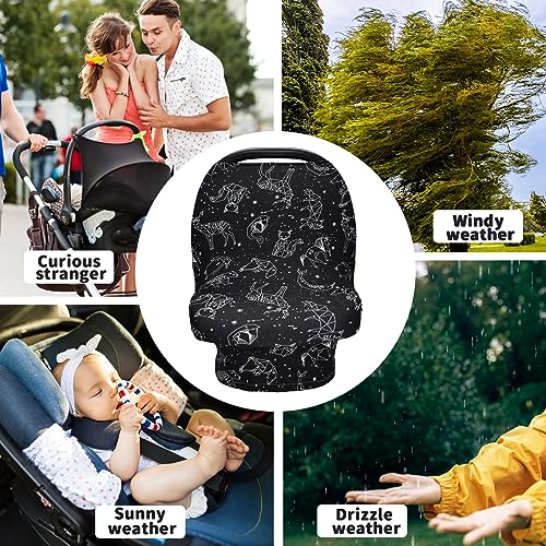 Nursing Cover Carseat Canopy, Rquite Car Seat Covers for Babies Mom Breastfeeding Scarf Infant Multi-Use Cover Ups for Baby Stroller & Shopping Cart & Feeding High Chair -Large Size for Girl Boy