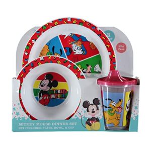 Mickey Mouse 3pc PP Dinner Set in Open Box (Plate, Bowl and Cup)