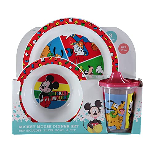 Mickey Mouse 3pc PP Dinner Set in Open Box (Plate, Bowl and Cup)