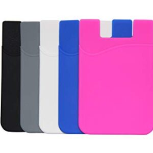 Agentwhiteusa 5 Pack Cell Phone Wallet, Card Holder for Back of Phone, Stick on Wallet (for Credit Card, Business Card & Id) |Compatible with Almost Every Phone| iPhone, Android & Most Smartphones