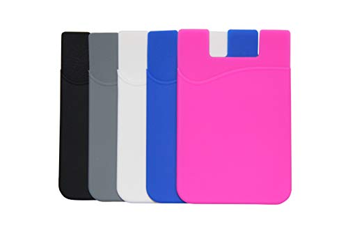 Agentwhiteusa 5 Pack Cell Phone Wallet, Card Holder for Back of Phone, Stick on Wallet (for Credit Card, Business Card & Id) |Compatible with Almost Every Phone| iPhone, Android & Most Smartphones