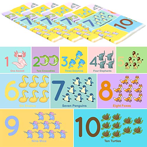 Youngever 80 Disposable Placemats Table Topper, Extra Sticky (4 Sides) Adhesive Peel and Stick Strip Disposable Mats for Kids Toddlers Baby Children, 18 Inch x 12 Inch Kids Safe (Number)