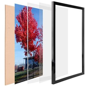 Medog 11x17 9x15 Picture Frame Black Poster Frame Set of 1 Display Photos 11x17 Without Mat or 9x15 With mat Picture Frame in Black 17x11 15x9 Picture Frame (P1L BA)