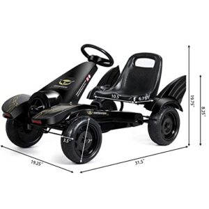 Costzon Kids Pedal Go Kart, Pedal Powered Ride on Car Toy, Children's 4 Wheels Riding Car w/Adjustable Seat, Foot Pedal, for Boys & Girls Age 3 to 8 Years Old, Indoor & Outdoor (Carbon Black Turbine)