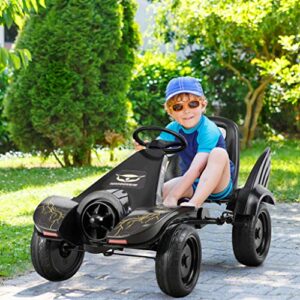Costzon Kids Pedal Go Kart, Pedal Powered Ride on Car Toy, Children's 4 Wheels Riding Car w/Adjustable Seat, Foot Pedal, for Boys & Girls Age 3 to 8 Years Old, Indoor & Outdoor (Carbon Black Turbine)