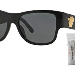 Versace VE4275 GB1/87 58M Black/Grey Square Sunglasses For Men For Women + BUNDLE with Designer iWear Eyewear Kit