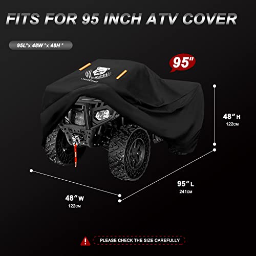 ClawsCover 95 Inch ATV Quad Covers Waterproof Outdoor Heavy Duty Fadeless 420D Oxford Cloth 4 Wheelers ATV Accessories Windproof All Weather Protection for Polaris Can am Kawasaki Honda Yamaha Suzuki