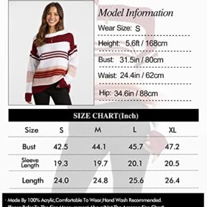 KIRUNDO 2023 Fall Winter Women's Striped Color Block Short Sweater Long Sleeve Crew Neck Casual Loose Knit Pullover Tops(Medium, 1977-Orange)