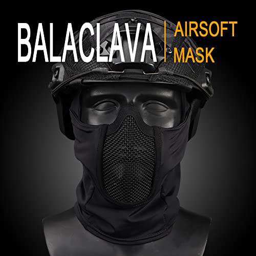 AOUTACC Balaclava Airsoft Mesh Mask, Ninja Style Full Face Protection Hood for Cs War Game, BB Gun,Hunting,Paintball