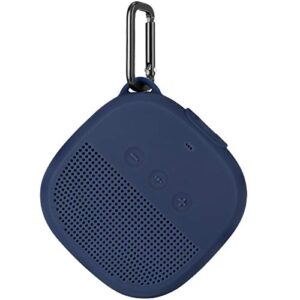 aotnex silicone case for bose soundlink micro bluetooth speaker, super soft waterproof shockproof cover with portable metal hook fits bose micro speaker for secure outdoor protection(1 pack) (blue)