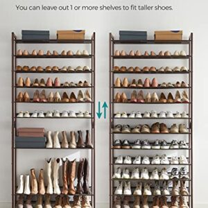 SONGMICS Shoe Rack, 12-Tier Tall Metal Shoe Storage Organizer for Closet, Entryway, Garage, Set of 2 6-Tier Big Stackable Shoes Rack Shelf, Adjustable Feet, Slanted Shelves, Holds 48-60 Pairs, Bronze