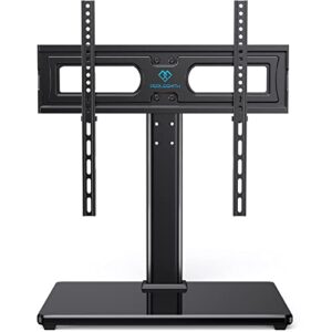 perlesmith universal tv stand table top tv base for 32 to 60 inch lcd led oled 4k flat screen tvs-height adjustable tv mount stand with tempered glass base,vesa 400x400mm,holds up to 88lbs,pstvs15