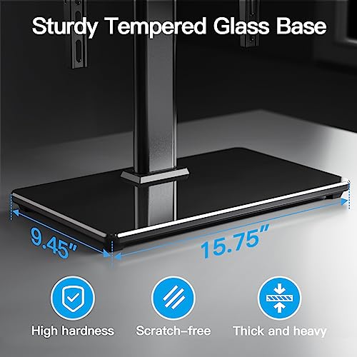 PERLESMITH Universal TV Stand Table Top TV Base for 32 to 60 inch LCD LED OLED 4K Flat Screen TVs-Height Adjustable TV Mount Stand with Tempered Glass Base,VESA 400x400mm,Holds up to 88lbs,PSTVS15