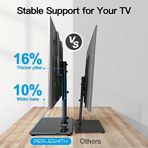 PERLESMITH Universal TV Stand Table Top TV Base for 32 to 60 inch LCD LED OLED 4K Flat Screen TVs-Height Adjustable TV Mount Stand with Tempered Glass Base,VESA 400x400mm,Holds up to 88lbs,PSTVS15