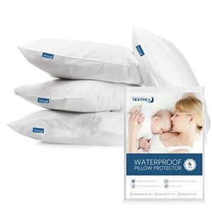 waterproof pillow protector standard size zippered 4 pack 20 x 26 inch white pillow protector feather proof pillow covers encasement pillow case white