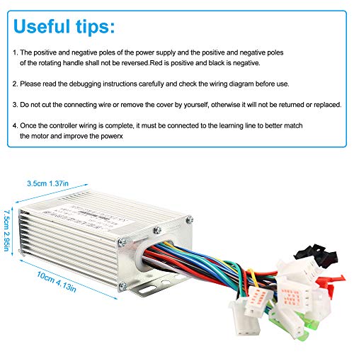 Opaltool Brushless Controller, 36V/48V Aluminium Alloy E-Bike Brushless Motor Controller for Electric Bicycle Scooter (350W)
