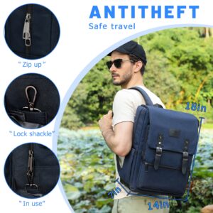 HFSX Anti Theft Laptop Backpack Men Women Business Travel Computer Backpack College Bookbag Stylish Water Resistant Vintage Backpack with USB Port Fits 15.6 Inch Laptop Blue