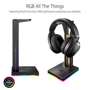 ASUS ROG Throne Qi Gaming Headset Stand - Wireless Charging | 2 USB Ports & Aux Input | Arc Design for Stable & Secure Storage | Built-In DAC & Amplifier for Immersive Audio | Aura Sync RGB Lighting