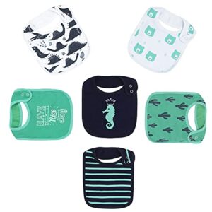 Maiwa Waterproof Cotton Baby Bibs for Boys for Drooling Teething Feeding 6 Pack