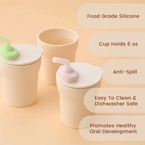 Miniware 1-2-3 Sip! Training Cup for Baby Toddler Self Feeding & Development, Tiny Cup Perfect for Baby Led Weaning, Non Drip Lid, Eco-Friendly, BPA Free, Dishwasher Safe (Vanilla + Cotton Candy)