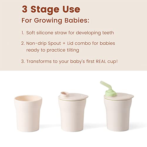 Miniware 1-2-3 Sip! Training Cup for Baby Toddler Self Feeding & Development, Tiny Cup Perfect for Baby Led Weaning, Non Drip Lid, Eco-Friendly, BPA Free, Dishwasher Safe (Vanilla + Cotton Candy)