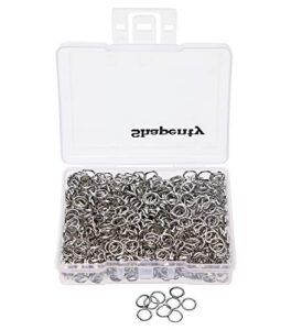 shapenty 1000pcs nickel plated iron open jump rings connectors bulk for diy craft earring necklace bracelet pendant choker jewelry making findings and key ring chain accessories (nickel, 5mm)