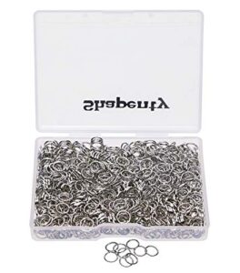 shapenty 1000pcs nickel plated iron open jump rings connectors bulk for diy craft earring necklace bracelet pendant choker jewelry making findings and key ring chain accessories (nickel, 6mm)