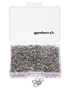 shapenty 1000pcs nickel plated iron open jump rings connectors bulk for diy craft earring necklace bracelet pendant choker jewelry making findings and key ring chain accessories (nickel, 4mm)