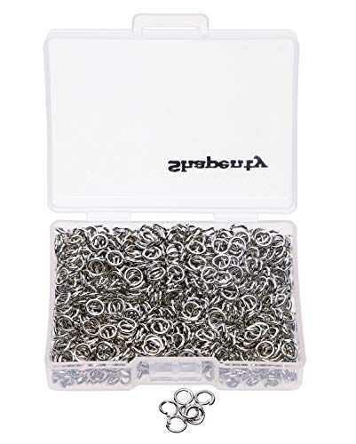 Shapenty 1000PCS Nickel Plated Iron Open Jump Rings Connectors Bulk for DIY Craft Earring Necklace Bracelet Pendant Choker Jewelry Making Findings and Key Ring Chain Accessories (Nickel, 4mm)