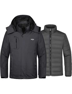 wantdo men's snowboard waterproof rain jacket cold weather snow gear gray m