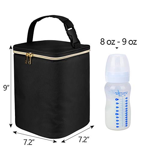 Teamoy Breastmilk Cooler Bag, Baby Bottles Bag for up to 4 Large 9 Ounce Bottles, Perfect for Working Mom Mother, (Bag ONLY), Black