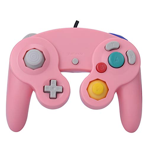 ONE250 2 Pack Classic Shock Joypad Wired Controller, Compatible with Wii NGC Gamecube Game Cube (Blue & Pink)