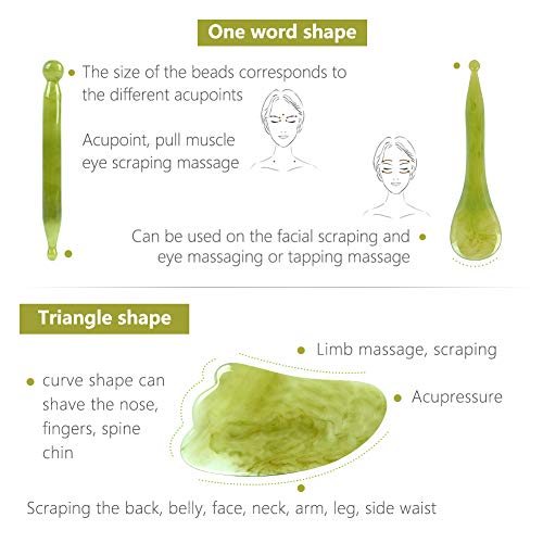 alavisxf xx Gua Sha Facial Tool, Resin Chinese Gua Sha Massage Tool, 7 in 1 Stree Relief Anti-Aging Anti-Wrinkle Gua Sha Scraping Tools Kit for Face Body Leg Back (Green)