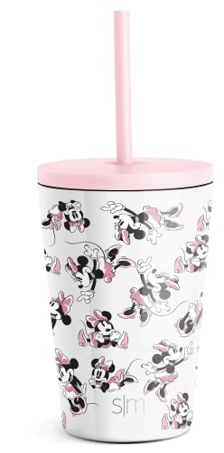 Simple Modern Disney Minnie Mouse Toddler Cup with Lid and Straw | Reusable Insulated Stainless Steel Kids Tumbler | Classic Collection | 12oz, Minnie Mouse Retro