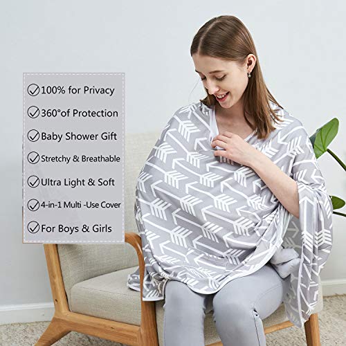 PPOGOO Baby Nursing Cover & Nursing Poncho - Multi Use Cover for Baby Car Seat Canopy, Shopping Cart Cover, Stroller Cover, 360° Privacy Breastfeeding Protection,Baby Shower Gifts for Boy&Girl