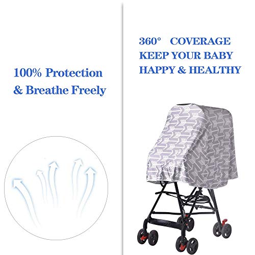 PPOGOO Baby Nursing Cover & Nursing Poncho - Multi Use Cover for Baby Car Seat Canopy, Shopping Cart Cover, Stroller Cover, 360° Privacy Breastfeeding Protection,Baby Shower Gifts for Boy&Girl