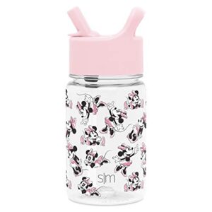 simple modern disney kids water bottle plastic bpa-free tritan cup with leak proof straw lid | reusable and durable for toddlers, girls | summit collection | 12oz, minnie mouse retro