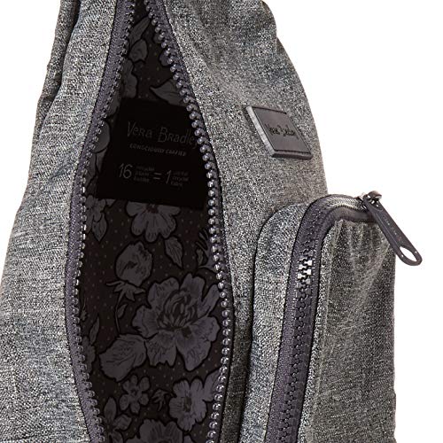 Vera Bradley Women's Recycled Lighten Up Reactive Mini Sling Backpack, Gray Heather, One Size