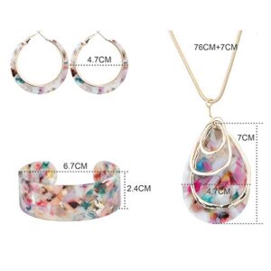 ORAZIO Floral Acrylic Jewelry Set for Women Girls Statement Boho Resin Earrings Necklace Bracelet