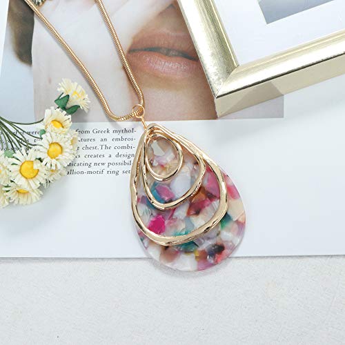 ORAZIO Floral Acrylic Jewelry Set for Women Girls Statement Boho Resin Earrings Necklace Bracelet