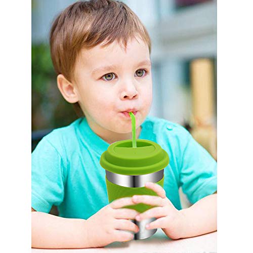 Rommeka Stainless Steel Kids Cups, 5 Pack Colorful Drinking Tumbler Sippy Cup with Silicone Lids and Straws Metal Mugs for Toddlers, Children and Adults - 12oz