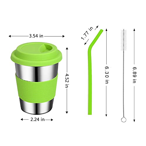 Rommeka Stainless Steel Kids Cups, 5 Pack Colorful Drinking Tumbler Sippy Cup with Silicone Lids and Straws Metal Mugs for Toddlers, Children and Adults - 12oz