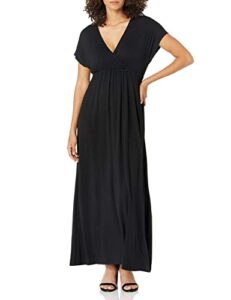 amazon essentials women's waisted maxi dress (available in plus size), black, 1x