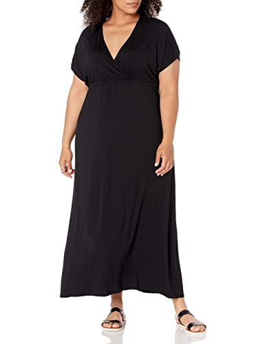 Amazon Essentials Women's Waisted Maxi Dress (Available in Plus Size), Black, 1X