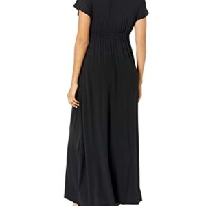 Amazon Essentials Women's Waisted Maxi Dress (Available in Plus Size), Black, 1X