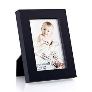 rpjc 3.5x5 inch picture frame made of solid wood high definition glass for table top display and wall mounting photo frame black