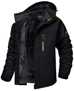 tacvasen men's softshell jacket waterproof windproof fleece lined snow ski jacket, black, s